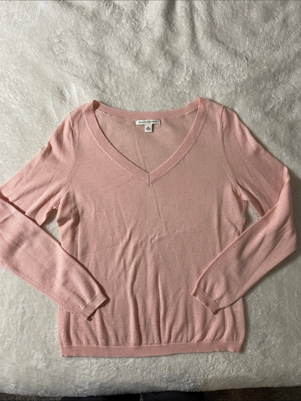 Banana Republic Soft Pink V-Neck Sweater